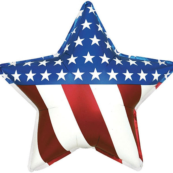 Patriotic Stars and Stripes star shape foil balloon