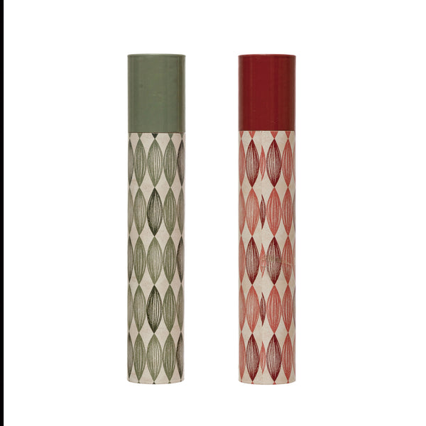 Fireplace Safety Matches in Tube Matchbox with Geometric Pattern