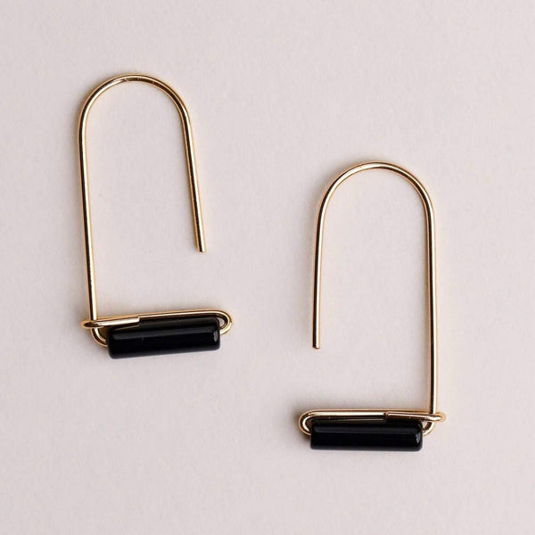 Black Onyx Gemstone Drop Earrings
