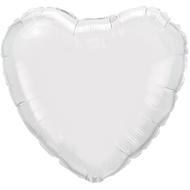 18” White Foil Heart Balloon