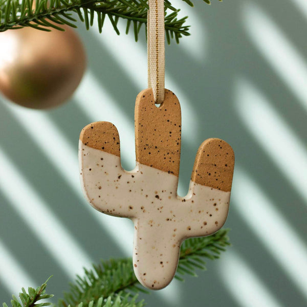 Speckled Cactus Ceramic Ornament