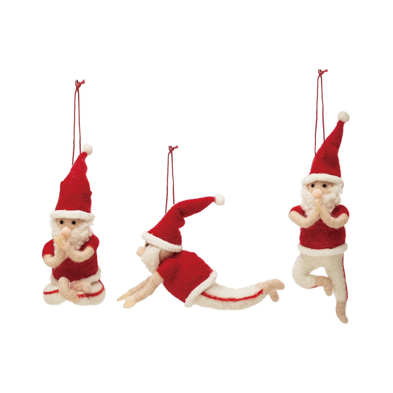 Wool Felt Yoga Santa Ornament