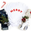 White with Red -Merry Graphic T-Shirt