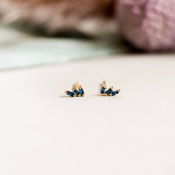 Offset Trio Studs - Sapphire