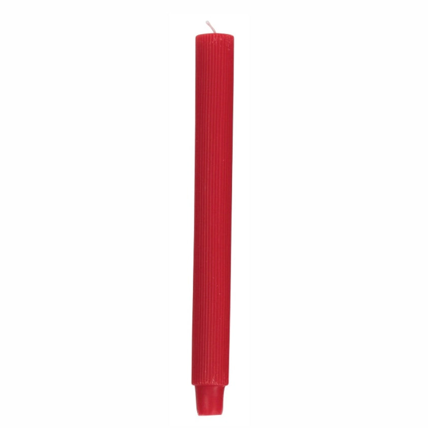Pleated Taper Candle - Red