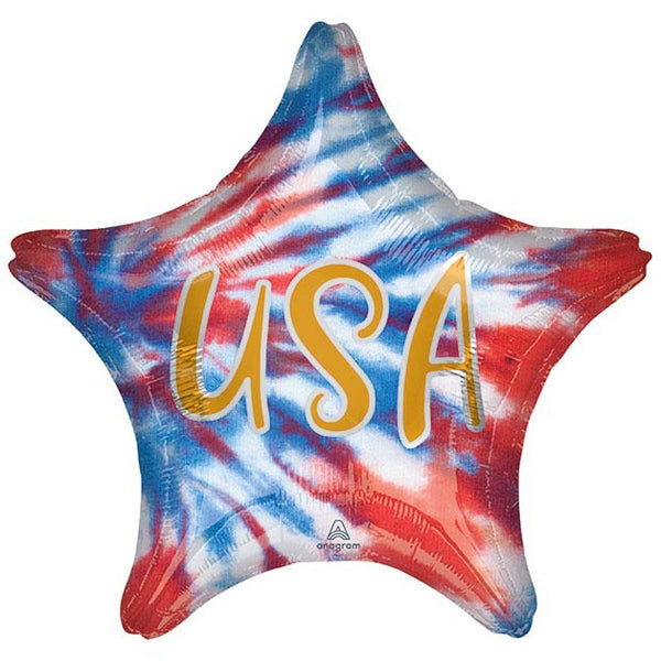 Tie Dye USA Star Foil Balloon