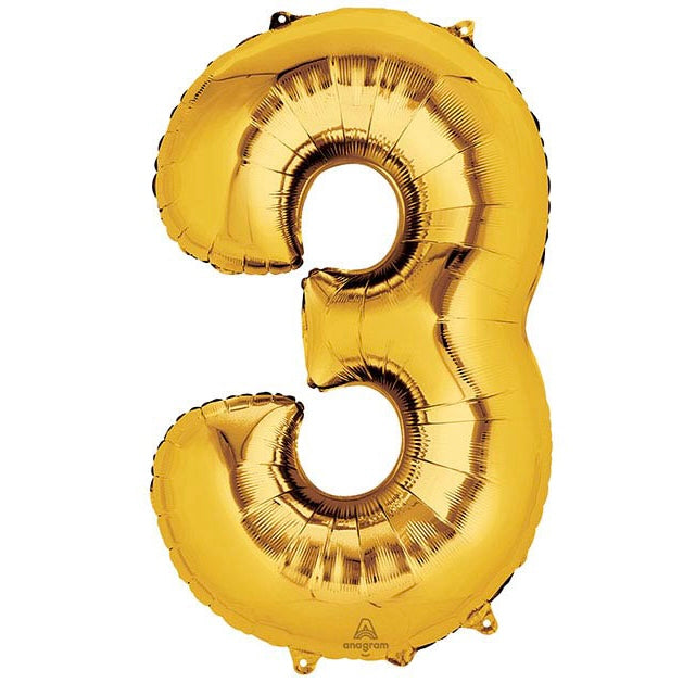 METALLIC GOLD Number Balloons