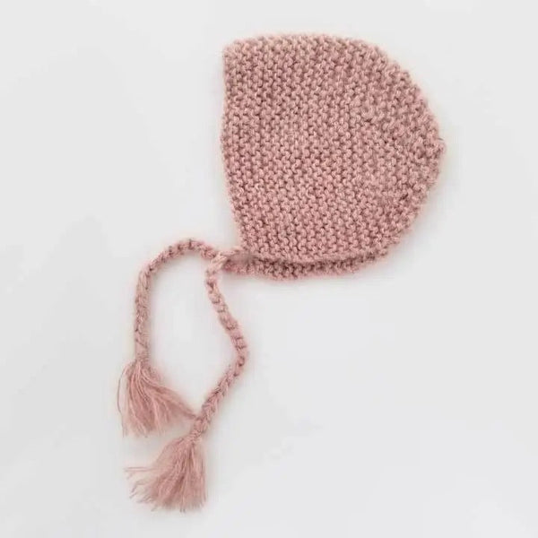 Newborn Pink Angora Knit Bonnet