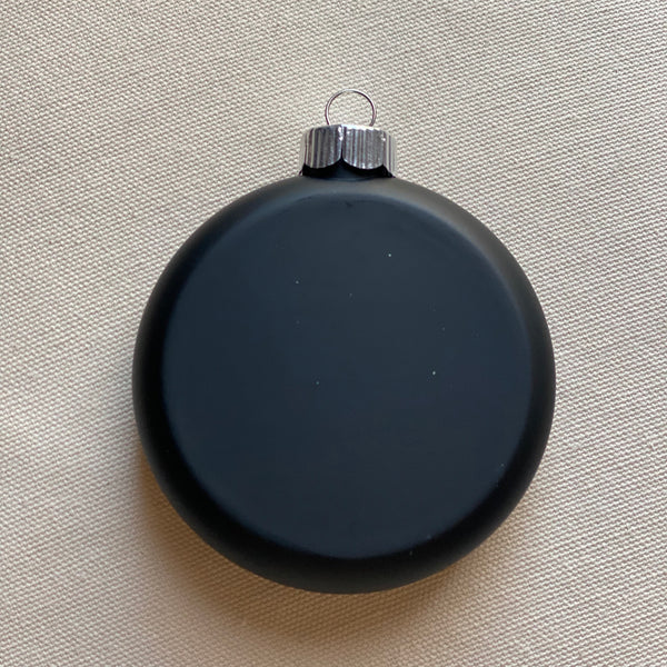 Black Disc Round Ornament- Custom Hand Lettered