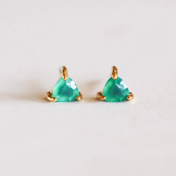 Mini Energy Gem Studs - Green Onyx