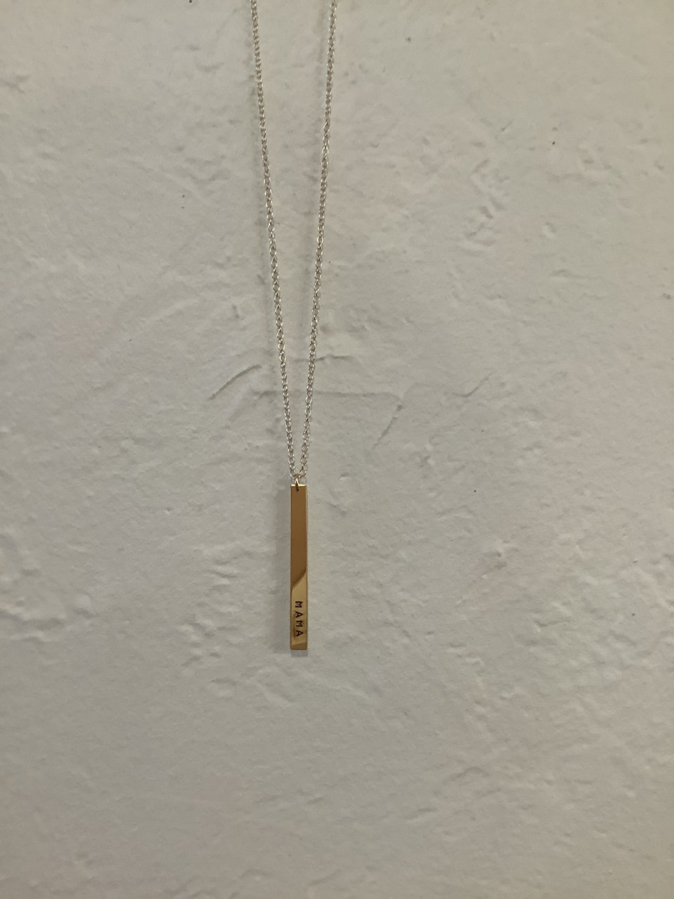Stamped Vertical Bar Necklace- Mama