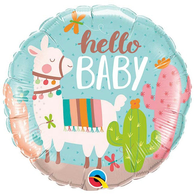 Hello Baby Llama Foil Balloon