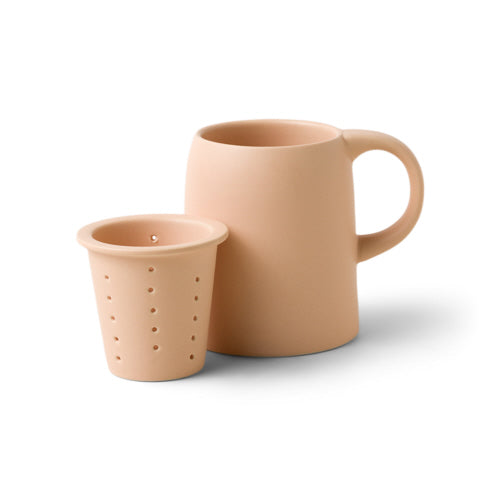 Ceramic Tea Infuser Mug- Dusty Tan Blush
